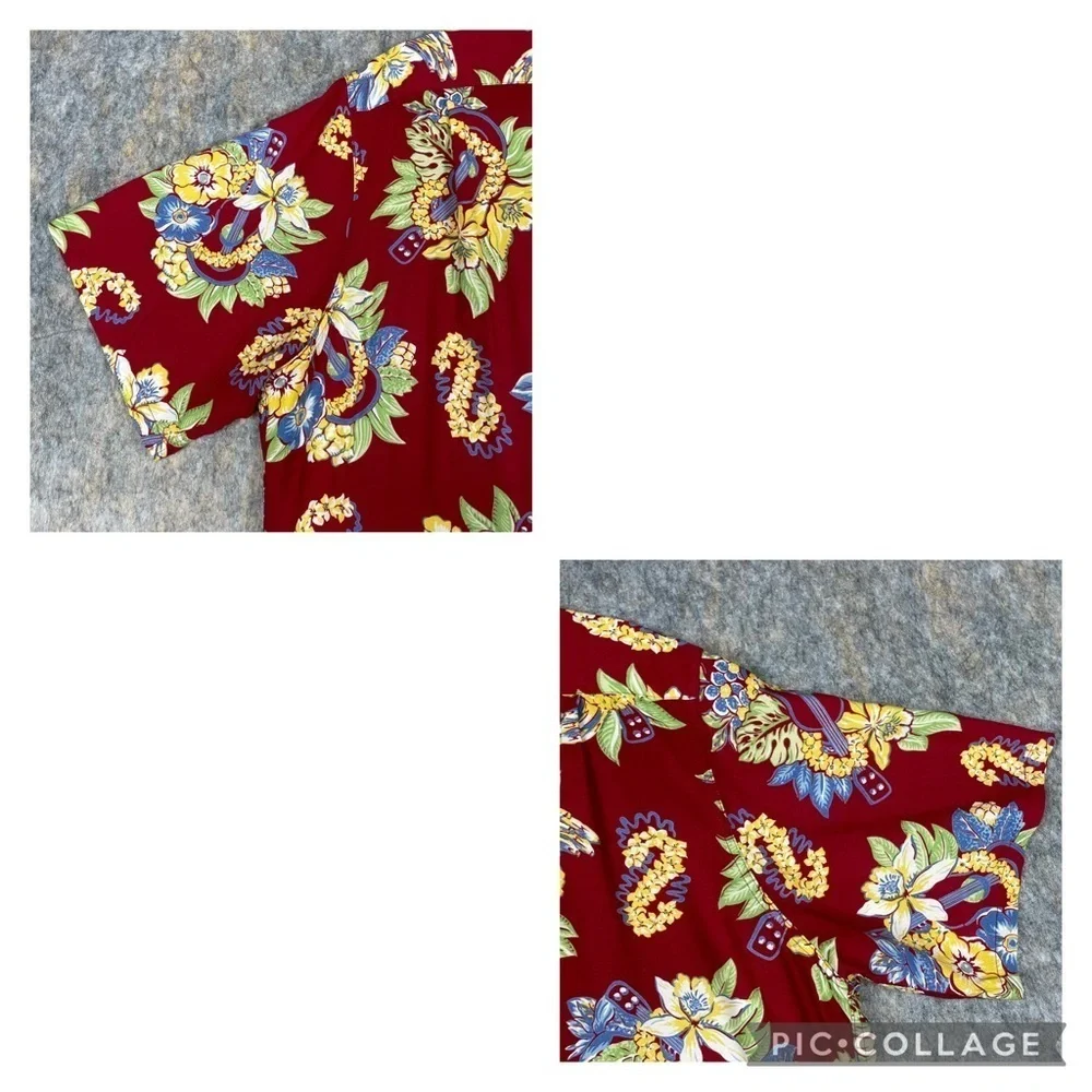 Polo Ralph Lauren Floral Lei Ukulele Hawaiian Preppy Summer Fun Camp Shirt Sz M
